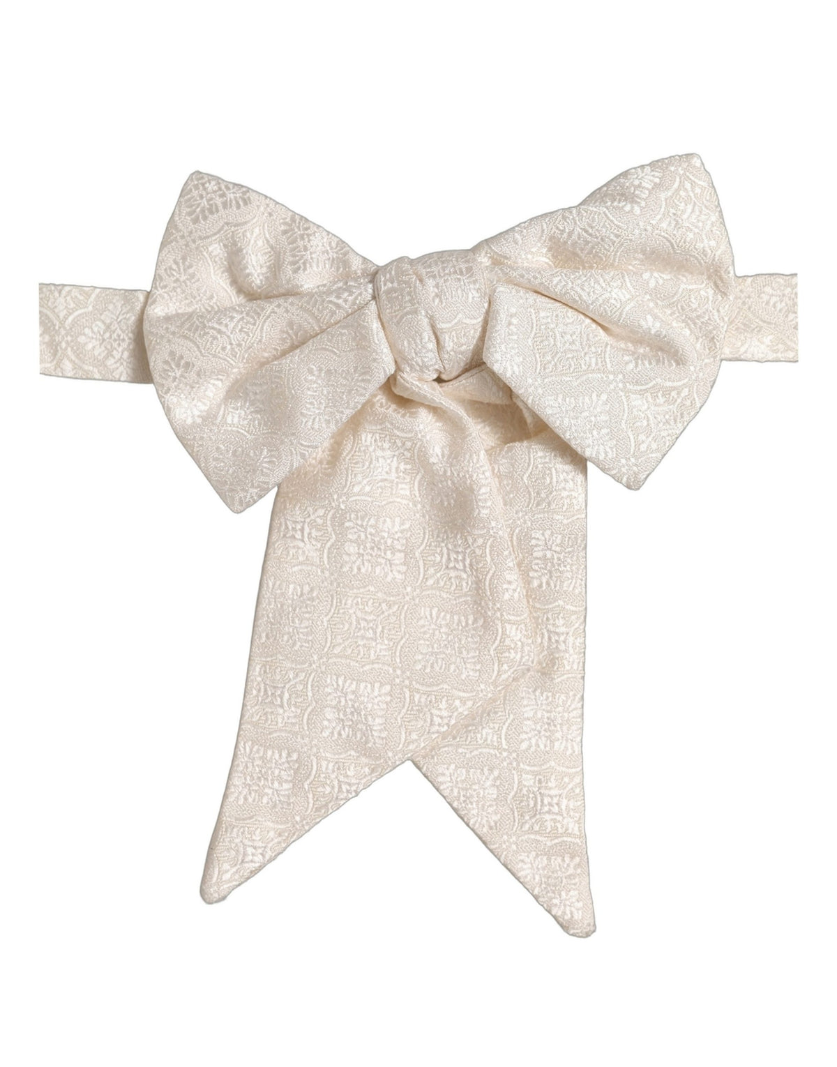 Dolce & Gabbana Men White Jacquard Silk Adjustable Neck Papillon Bow Tie