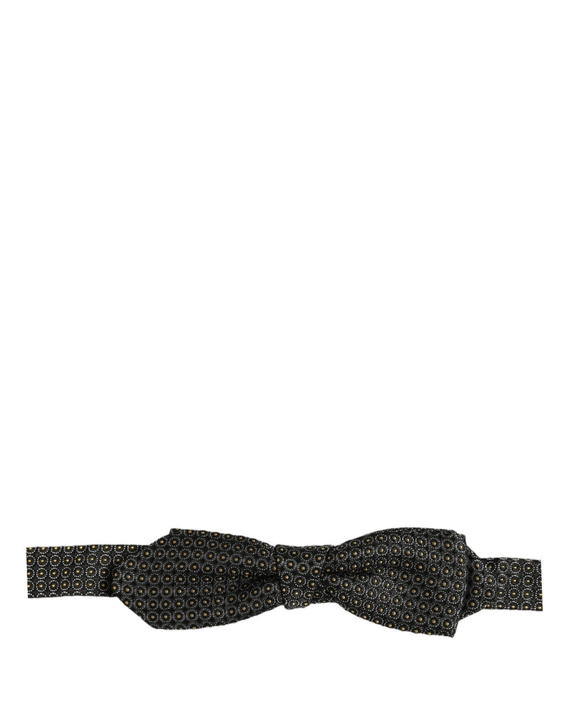 Dolce & Gabbana Homme Nœud Papillon Réglable en Soie Noire à Pois