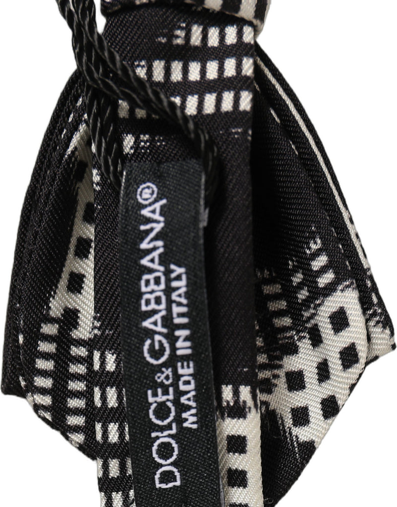 Nœud Papillon Réglable à Carreaux Noir et Blanc Dolce & Gabbana