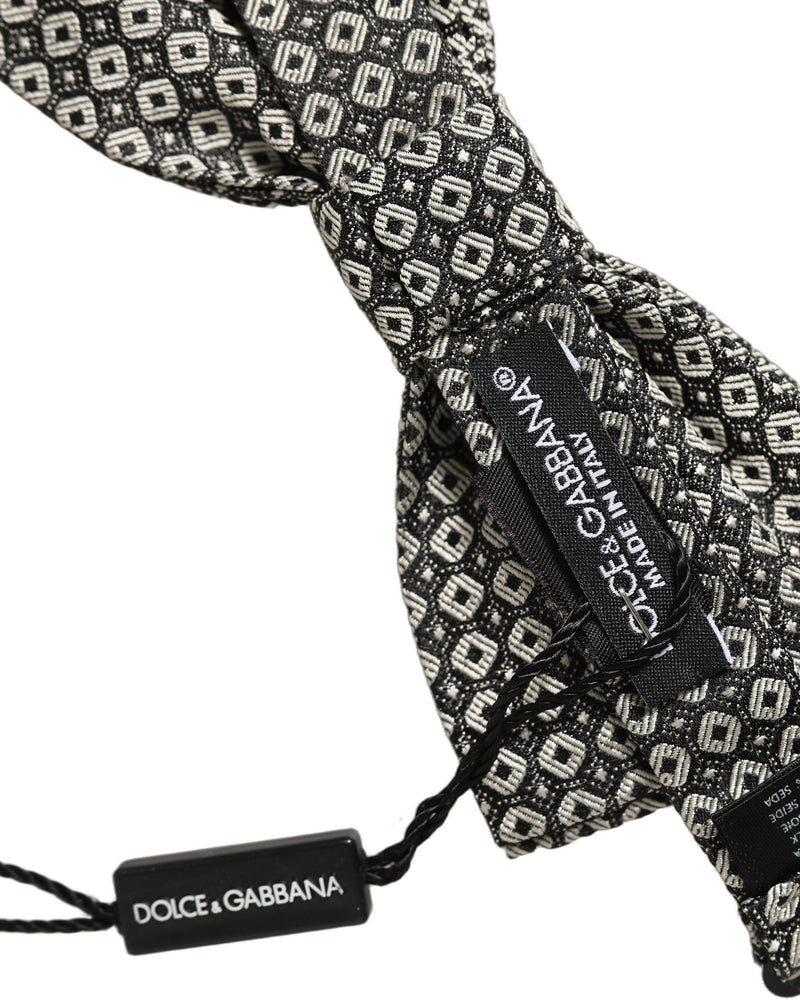 Nœud papillon à motifs, réglable, en soie grise Dolce & Gabbana pour homme