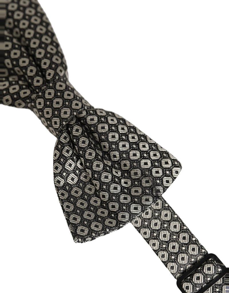Nœud papillon à motifs, réglable, en soie grise Dolce & Gabbana pour homme