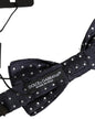Dolce & Gabbana Black White Polka Dot Adjustable Neck Papillon Bow Tie