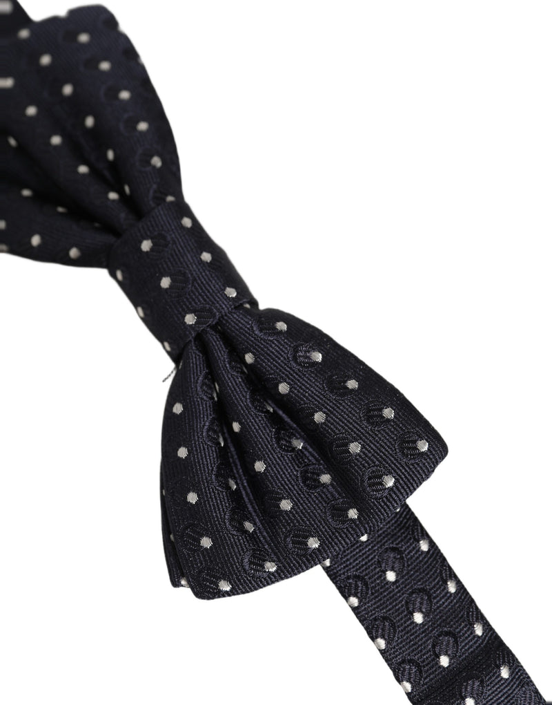 Dolce & Gabbana Black White Polka Dot Adjustable Neck Papillon Bow Tie