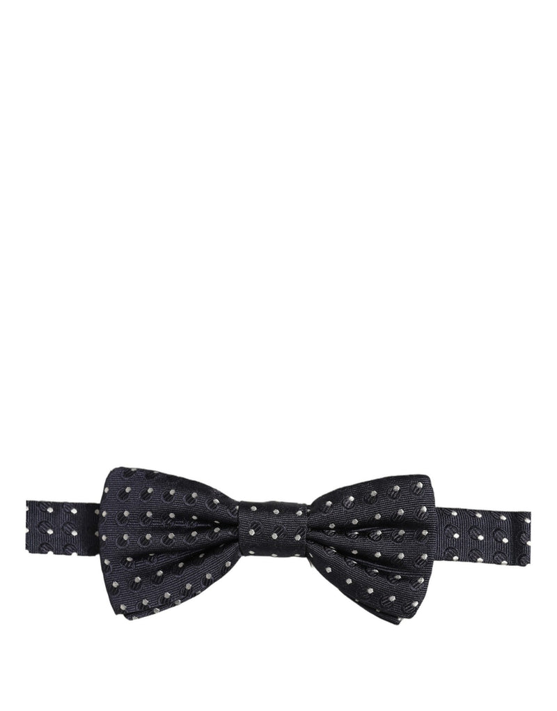 Dolce & Gabbana Black White Polka Dot Adjustable Neck Papillon Bow Tie