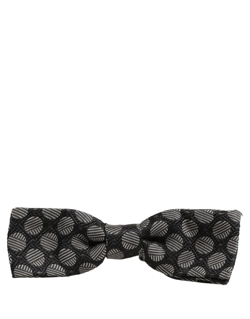 Dolce & Gabbana Papillon ajustable en soie à motif géométrique noir et blanc