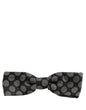 Dolce & Gabbana Black White Geometric Silk Adjustable Neck Papillon Bow Tie