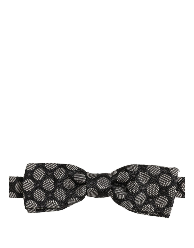 Dolce & Gabbana Papillon ajustable en soie à motif géométrique noir et blanc