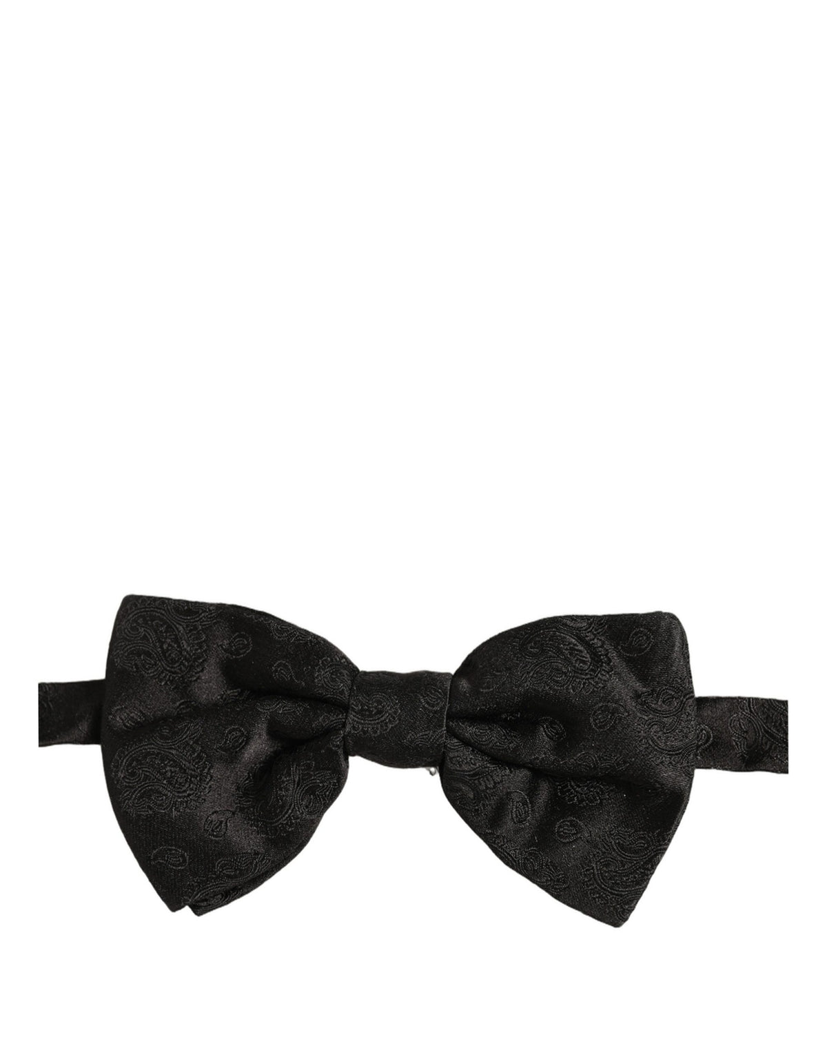 Dolce & Gabbana Men Black Paisley Silk Adjustable Neck Papillon Bow Tie