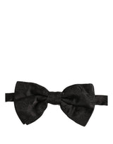 Dolce & Gabbana Men Black Paisley Silk Adjustable Neck Papillon Bow Tie
