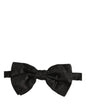 Dolce & Gabbana Men Black Paisley Silk Adjustable Neck Papillon Bow Tie
