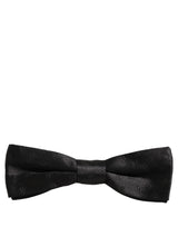 Dolce & Gabbana Men Black Floral Silk Adjustable Neck Papillon Bow Tie