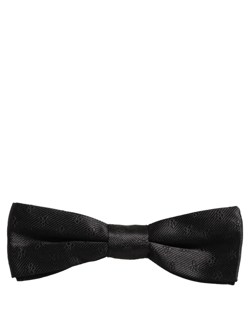 Dolce & Gabbana Men Black Floral Silk Adjustable Neck Papillon Bow Tie