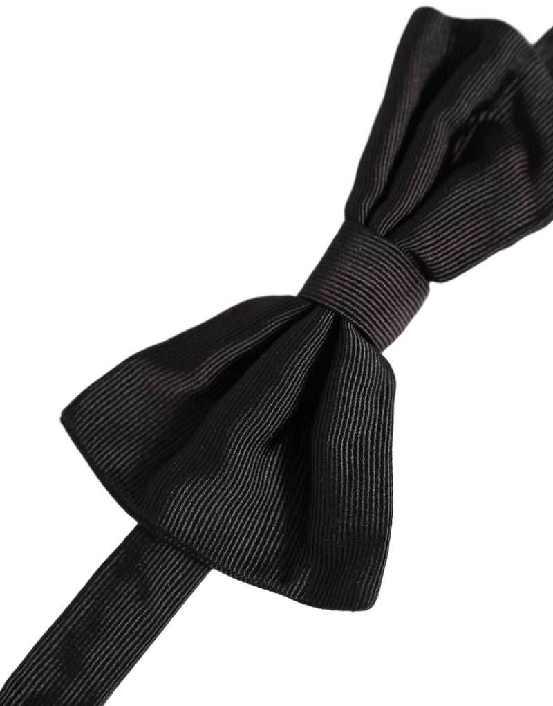 Dolce & Gabbana Men Black 100% Silk Adjustable Neck Papillon Bow Tie