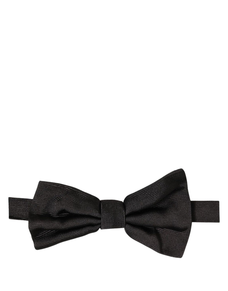 Dolce & Gabbana Men Black 100% Silk Adjustable Neck Papillon Bow Tie