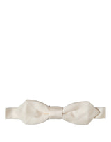 Dolce & Gabbana Homme Papillon Ajustable en Soie Écru