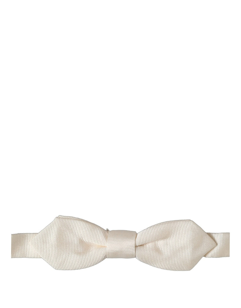 Dolce & Gabbana Homme Papillon Ajustable en Soie Écru