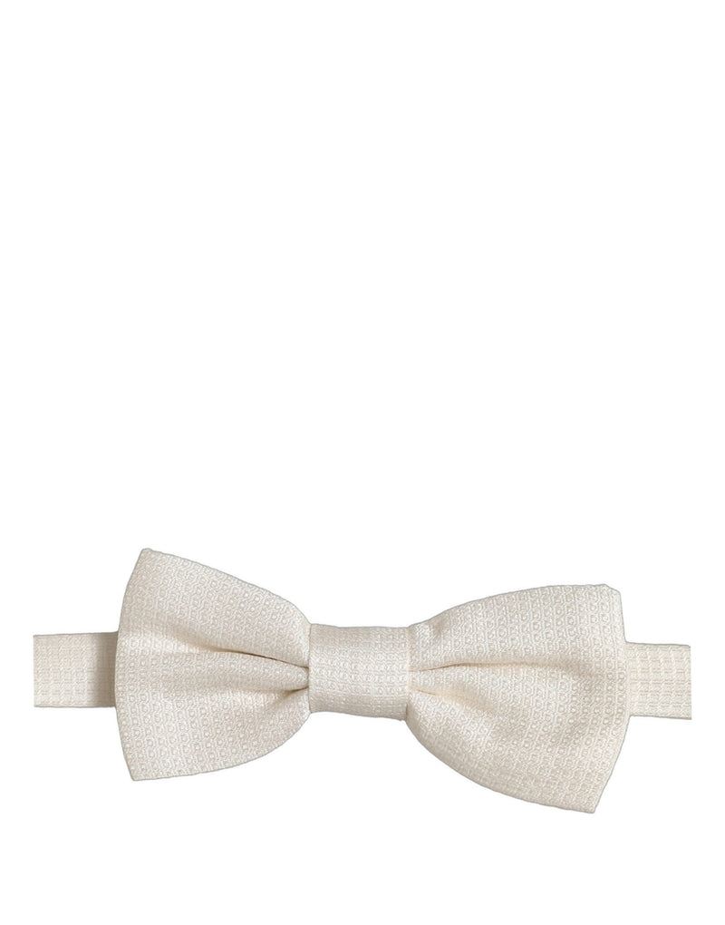 Dolce & Gabbana Homme Papillon Ajustable en Soie Écru