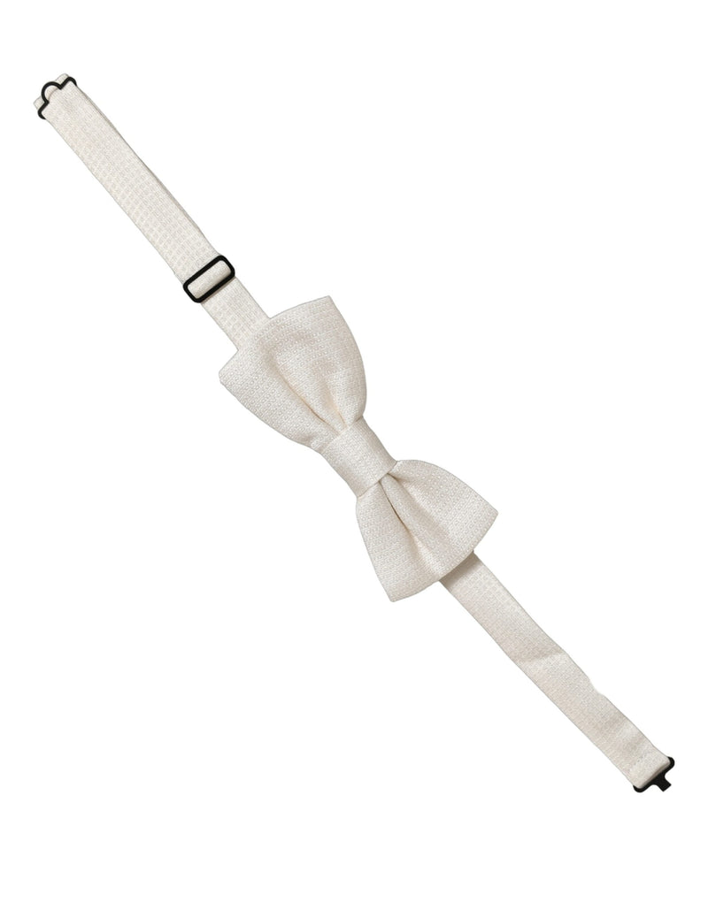 Dolce & Gabbana Homme Papillon Ajustable en Soie Écru