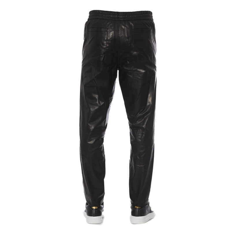 Pantalon homme en cuir d'agneau noir Trussardi