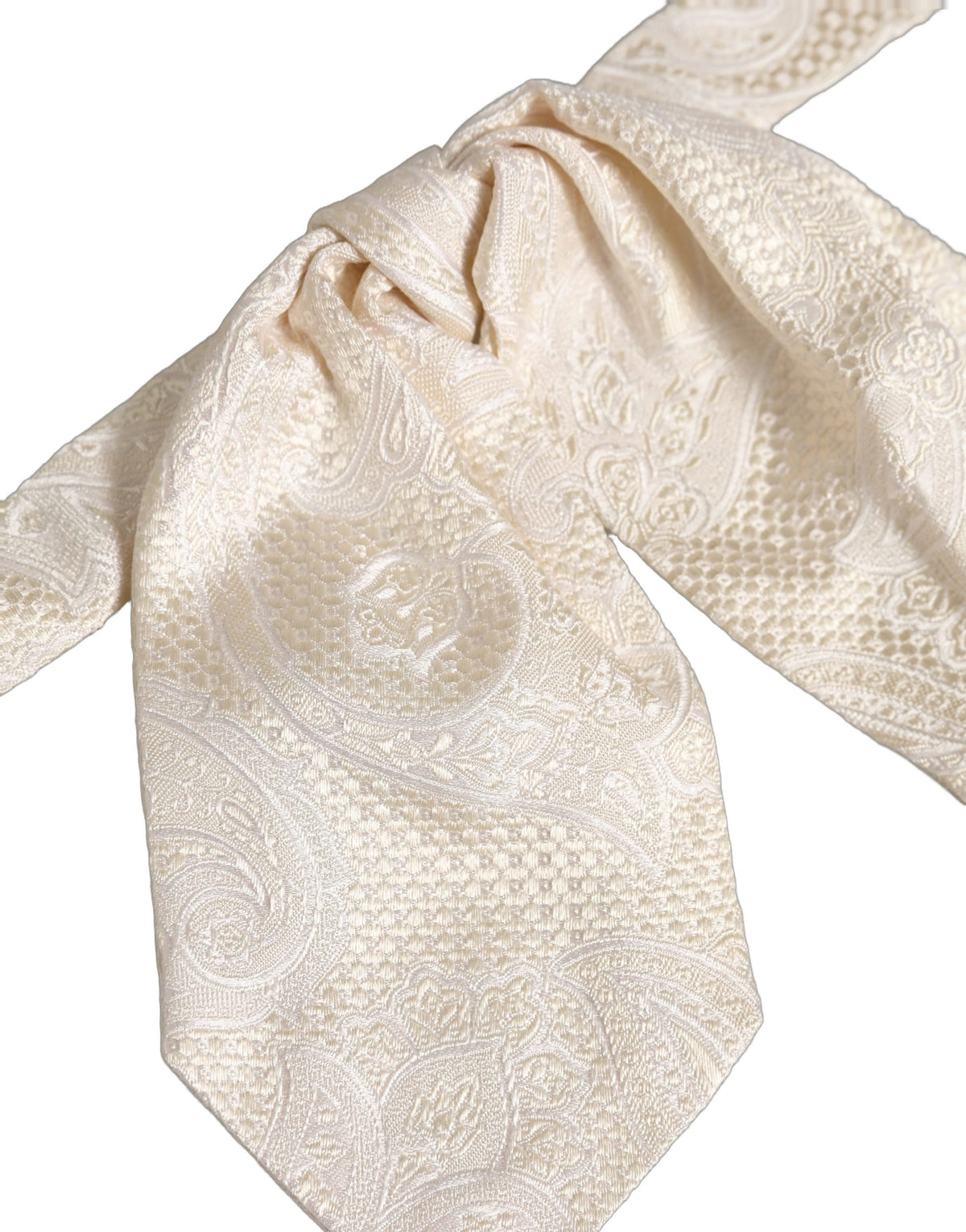 Nœud Papillon Réglable en Soie Ivoire à Motif Cachemire Dolce & Gabbana pour Homme