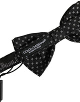 Dolce & Gabbana Men Black Patterned Adjustable Neck Papillon Bow Tie