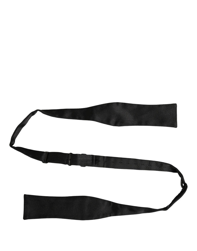Dolce & Gabbana Men Black 100% Silk Adjustable Neck Papillon Bow Tie