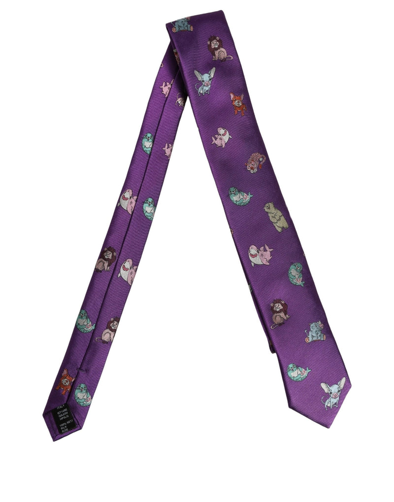Cravate Dolce & Gabbana pour homme, motif animalier violet, à nouer, réglable