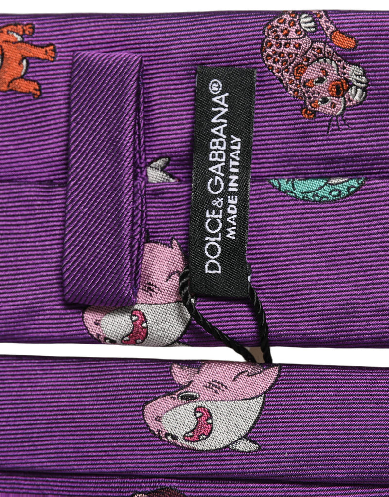 Cravate Dolce & Gabbana pour homme, motif animalier violet, à nouer, réglable