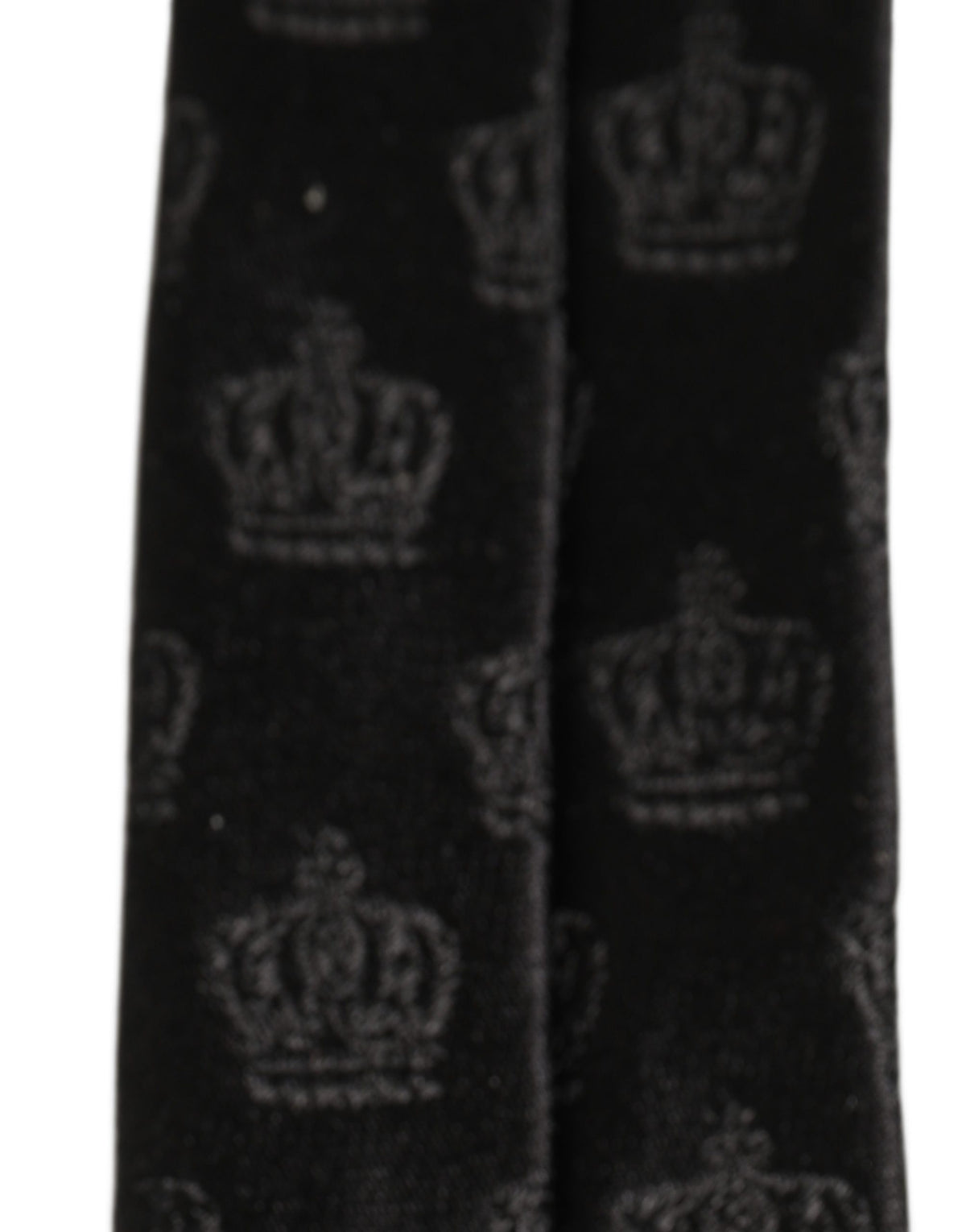 Dolce & Gabbana Men Black Crown Print Silk Adjustable Tied Necktie Tie