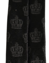 Dolce & Gabbana Men Black Crown Print Silk Adjustable Tied Necktie Tie
