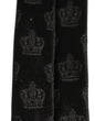 Dolce & Gabbana Men Black Crown Print Silk Adjustable Tied Necktie Tie