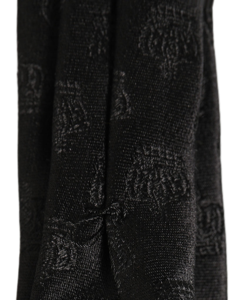 Dolce & Gabbana Men Black Crown Print Silk Adjustable Tied Necktie Tie
