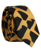 Dolce & Gabbana Men Black Yellow Patterned Adjustable Tied Necktie Tie