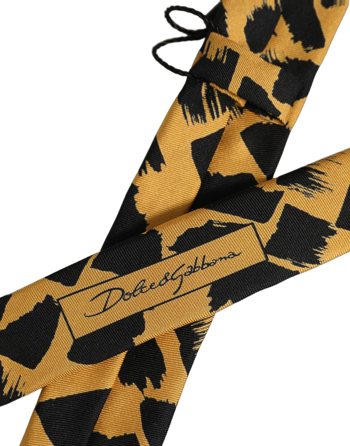 Cravate réglable Dolce & Gabbana pour homme noire à motifs jaunes à nouer