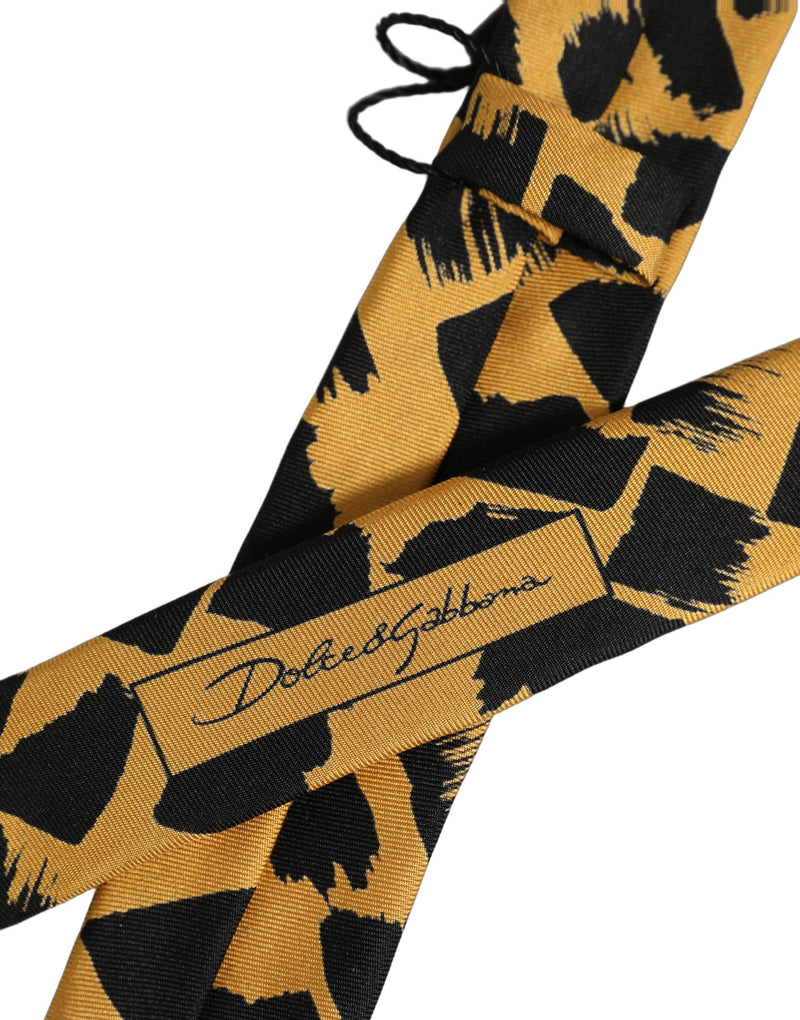 Cravate réglable Dolce & Gabbana pour homme noire à motifs jaunes à nouer