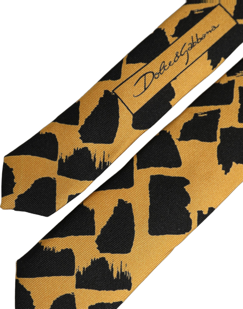 Cravate réglable Dolce & Gabbana pour homme noire à motifs jaunes à nouer