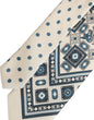 Dolce & Gabbana Men Off White Blue Geometric Adjustable Tied Necktie Tie