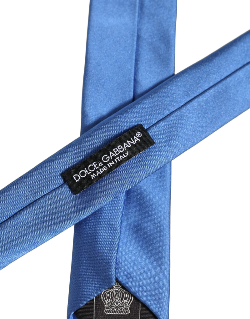 Cravate à nouer ajustable en satin 100 % soie bleue pour homme Dolce & Gabbana