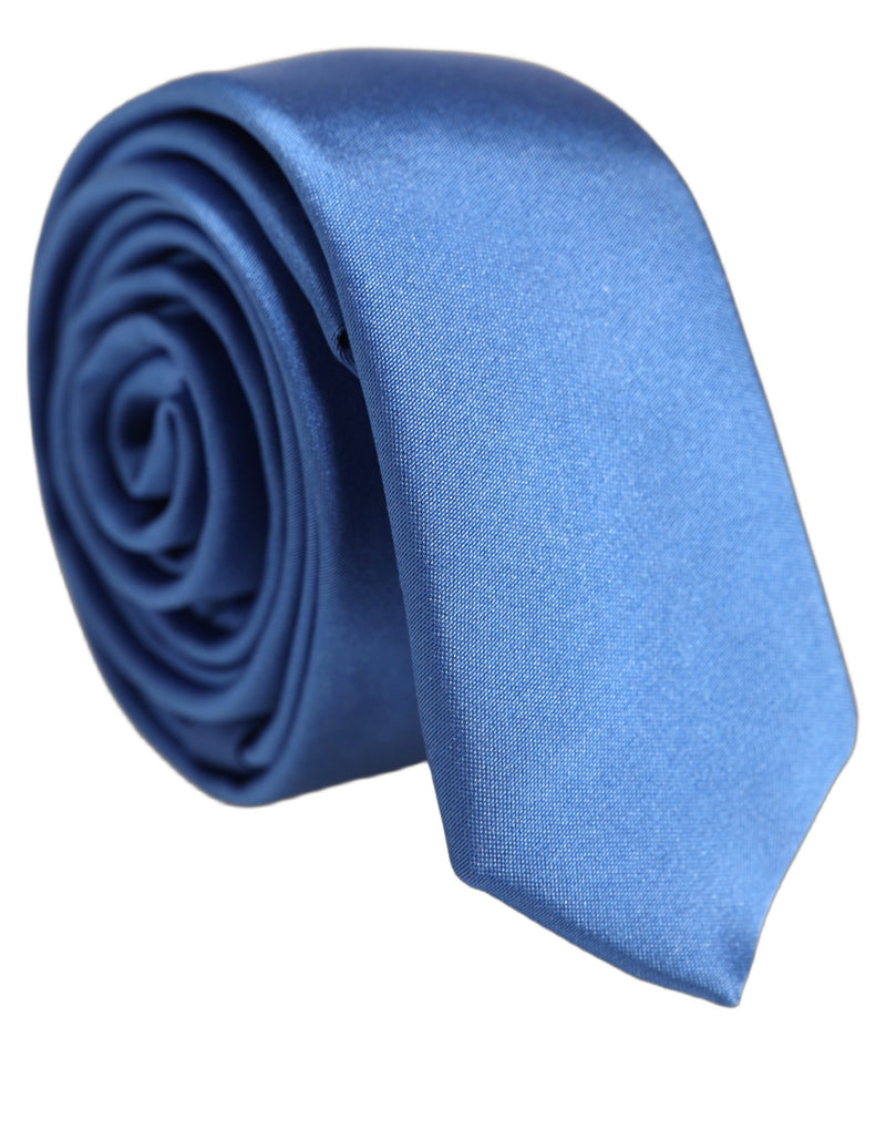 Cravate à nouer ajustable en satin 100 % soie bleue pour homme Dolce & Gabbana