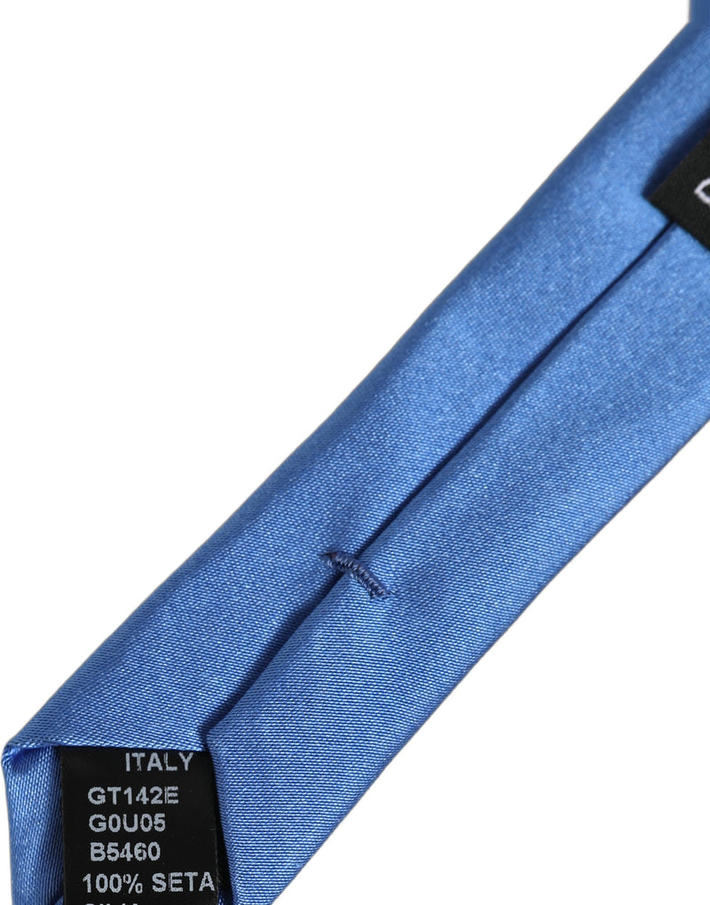 Cravate à nouer ajustable en satin 100 % soie bleue pour homme Dolce & Gabbana