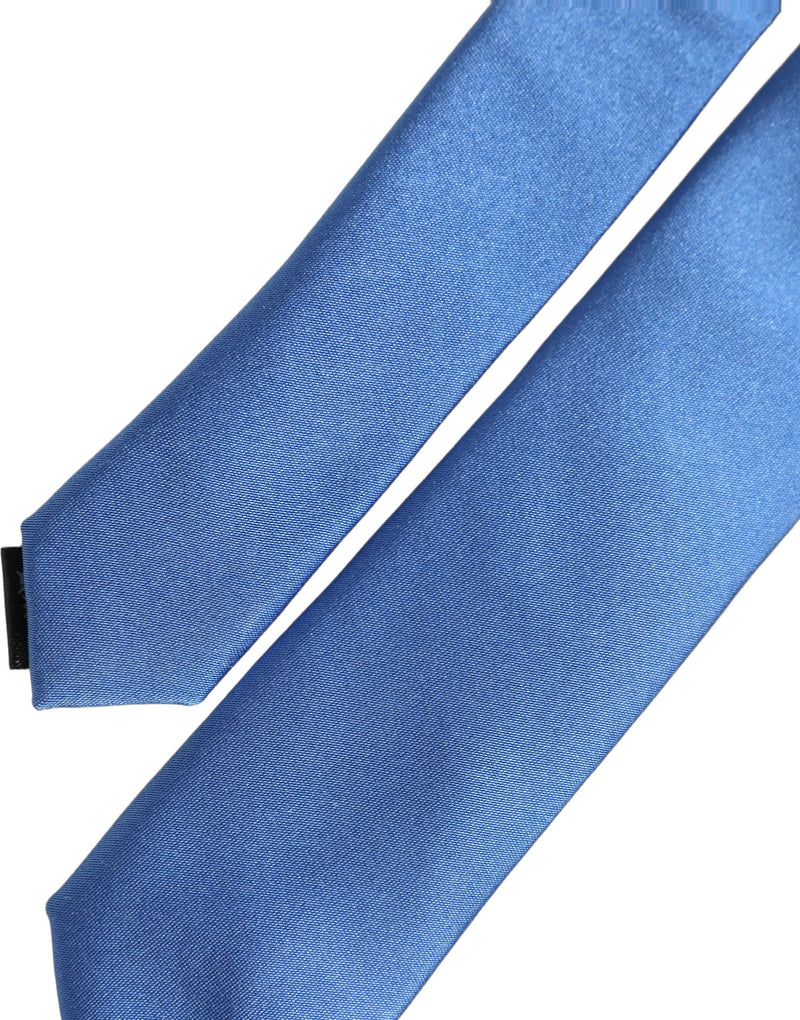 Cravate à nouer ajustable en satin 100 % soie bleue pour homme Dolce & Gabbana