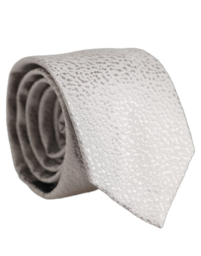 Dolce & Gabbana Homme Cravate Ajustable à Nouer Texturée 100% Soie Grise