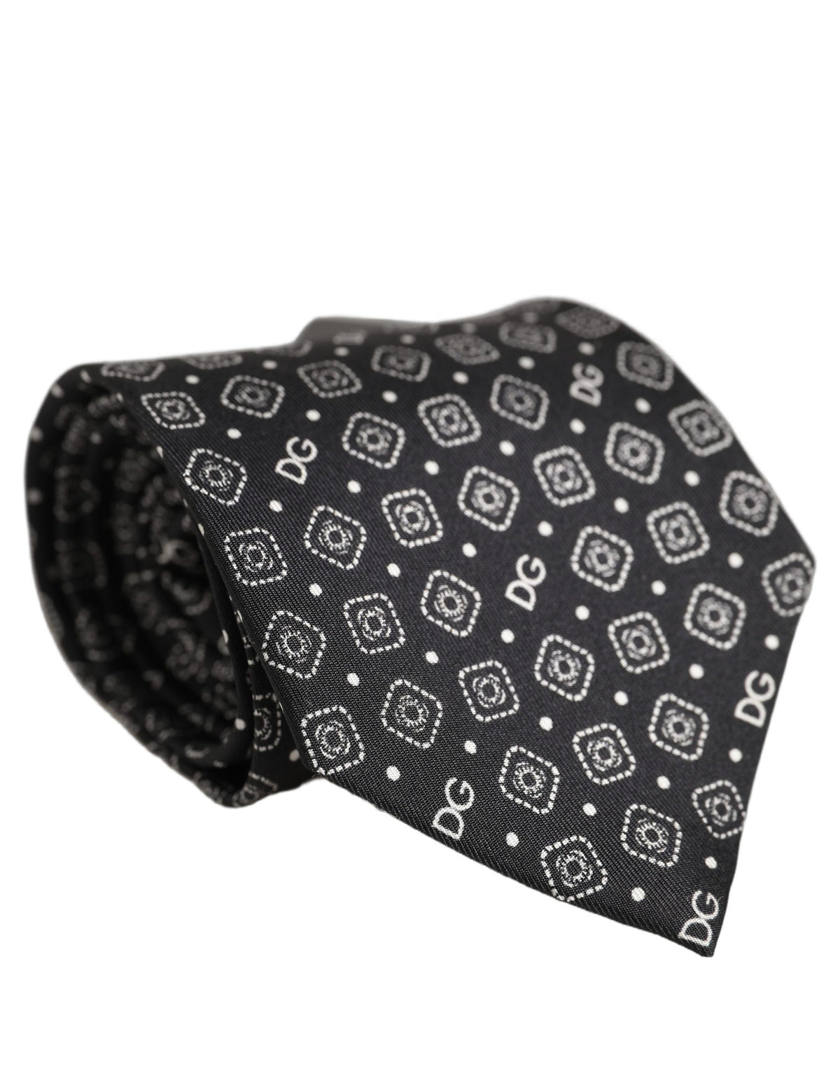 Cravate Dolce & Gabbana pour homme noire avec logo DG 100 % soie réglable à nouer