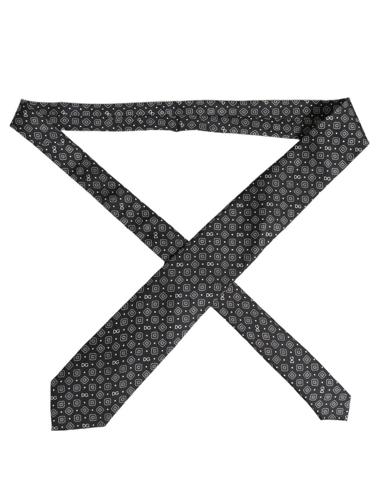 Cravate Dolce & Gabbana pour homme noire avec logo DG 100 % soie réglable à nouer