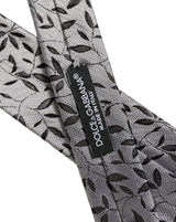 Cravate en soie grise à motif de feuilles et col réglable à nouer Dolce & Gabbana pour homme