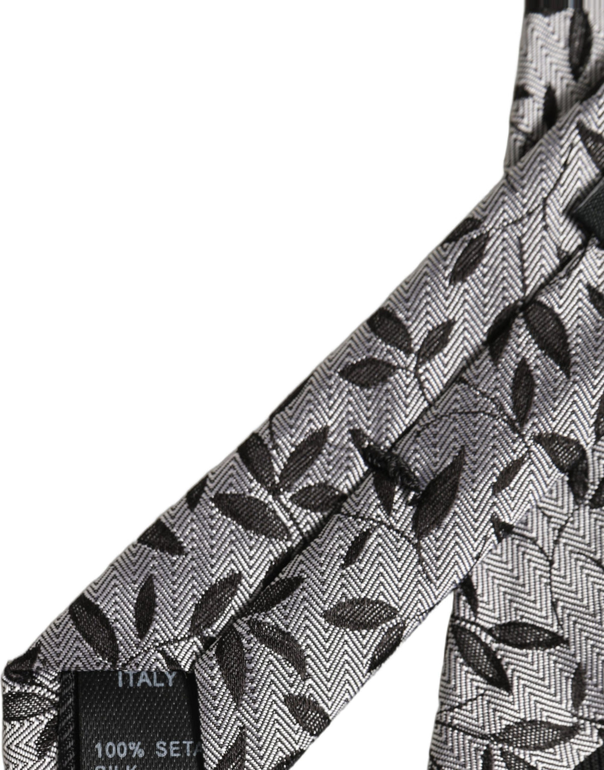 Cravate en soie grise à motif de feuilles et col réglable à nouer Dolce & Gabbana pour homme