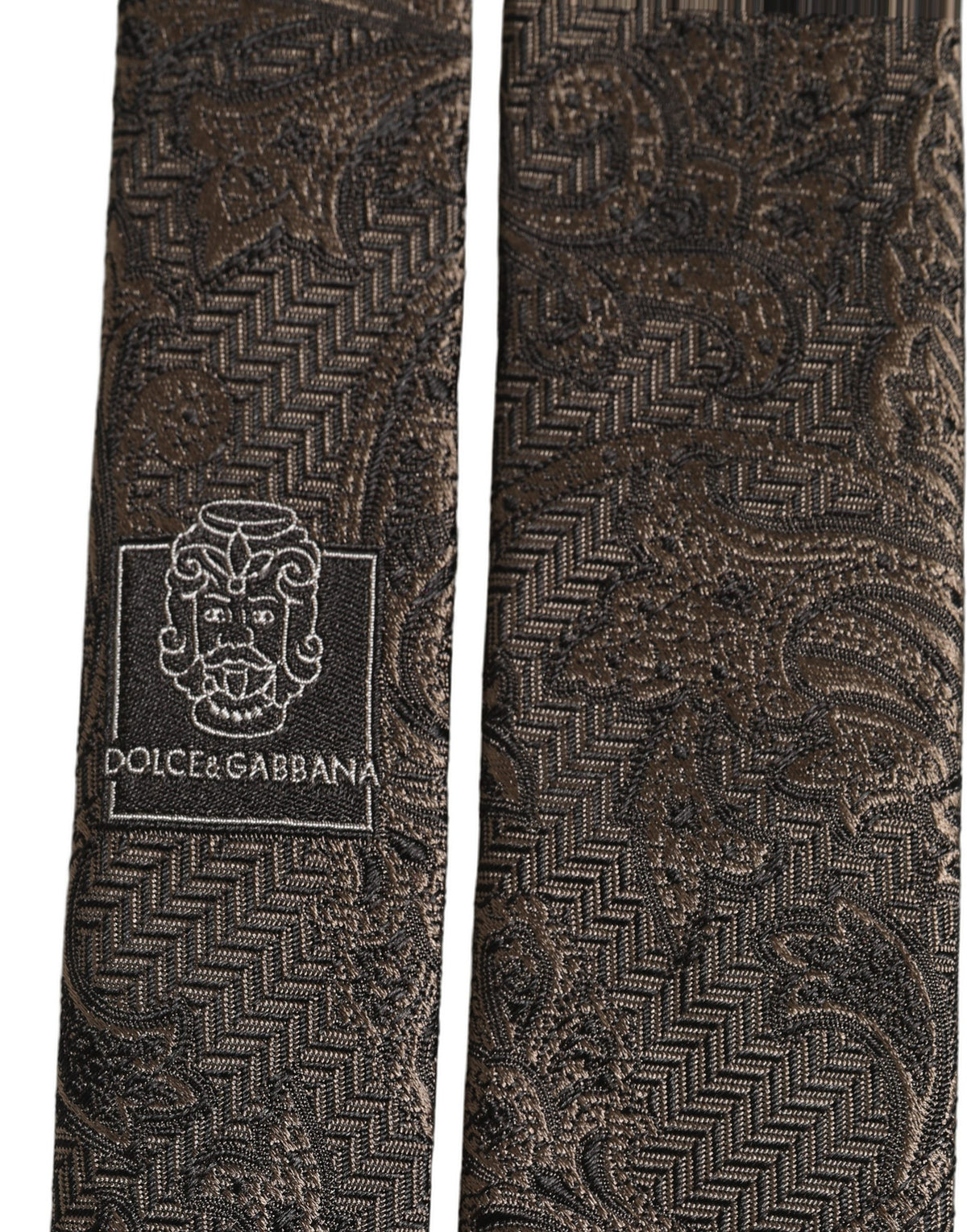 Dolce & Gabbana Men Brown Paisley 100% Silk Adjustable Tied Necktie Tie