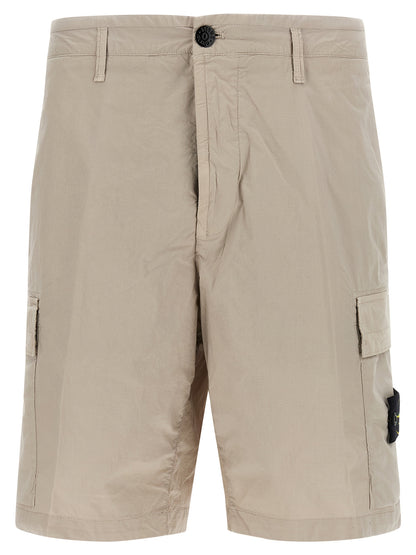 Stone Island Gray Cotton Bermuda Shorts