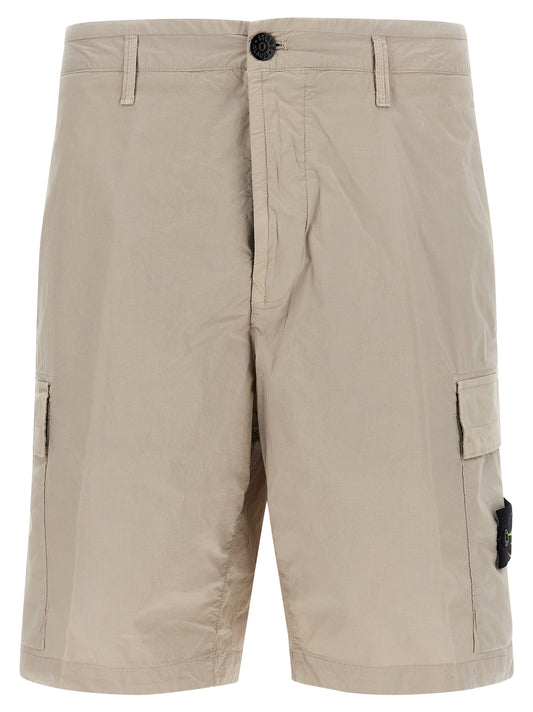 Stone Island Gray Cotton Bermuda Shorts