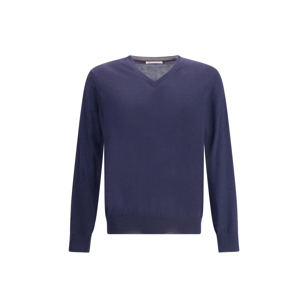 Pull en cachemire bleu Brunello Cucinelli